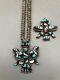 2 Zuni Inlay Pins/pendants Plus Sterling Silver Necklace