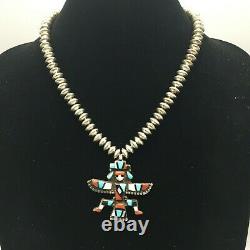 2 Zuni Inlay Pins/Pendants Plus Sterling Silver Necklace