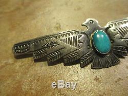 3 1/2 HUGE OLD Fred Harvey Era Navajo Sterling Silver Turquoise THUNDERBIRD Pin