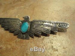 3 1/2 HUGE OLD Fred Harvey Era Navajo Sterling Silver Turquoise THUNDERBIRD Pin
