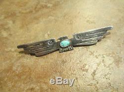 3 Extra Fine OLD Fred Harvey Era Navajo Sterling Turquoise THUNDERBIRD Pin
