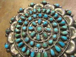 3 HUGE Vintage Navajo BEGAY Sterling Silver PETIT POINT Turquoise Pin & Pendant