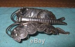 3 Stamped Silver Butterfly Pin Brooch Fred Harvey Navajo Star BEST ON EBAY