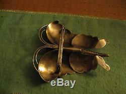 3 Stamped Silver Butterfly Pin Brooch Fred Harvey Navajo Star BEST ON EBAY