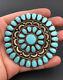3 Vtg Navajo Sterling Silver Petit Point Cluster Turquoise Pin Brooch Pendant