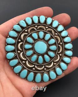 3 Vtg Navajo Sterling Silver Petit Point Cluster Turquoise Pin Brooch Pendant