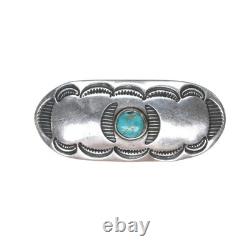 30's-40's Navajo stamped sterling silver pin with nice turquoise