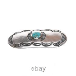 30's-40's Navajo stamped sterling silver pin with nice turquoise