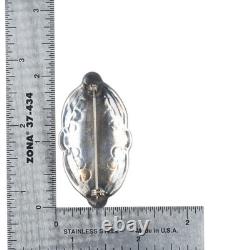 30's-40's Navajo sterling silver #8 turquoise hand stamped pin/brooch