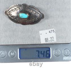 30's-40's Navajo sterling silver #8 turquoise hand stamped pin/brooch