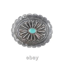 30's-40's Navajo sterling silver and turquoise repousse concho pin