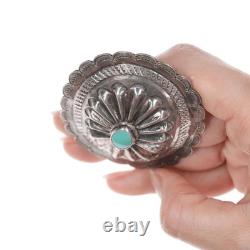 30's-40's Navajo sterling silver and turquoise repousse concho pin