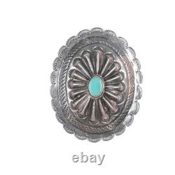 30's-40's Navajo sterling silver and turquoise repousse concho pin