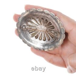 30's-40's Navajo sterling silver and turquoise repousse concho pin