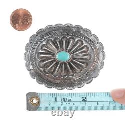 30's-40's Navajo sterling silver and turquoise repousse concho pin