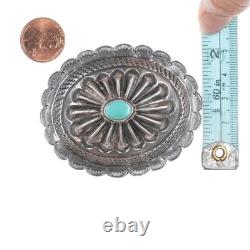 30's-40's Navajo sterling silver and turquoise repousse concho pin