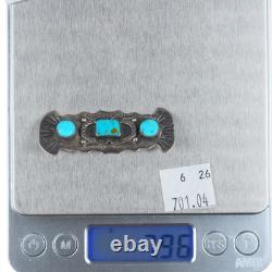 30's-40's Vintage Navajo sterling silver 3 stone turquoise pin/brooch