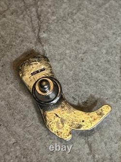 32. Vintage 925 Sterling Silver COWBOY BOOT Turquoise Coral Lapel pin 33mm