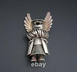 3D Hopi Sterling Silver Kachina Shaman Pendant Totem Pin Brooch 2 OS560