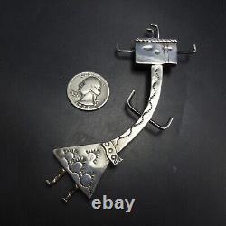 4.5 Signed NATIVE AMERICAN Hand Stamped Sterling Silver RAINBOW MAN PIN/BROOCH