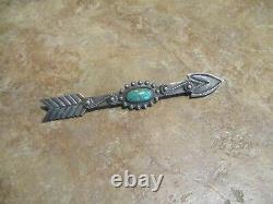 4 VERY OLD NAVAJO INDIAN HANDMADE 900 Coin Silver Turquoise ARROW Pin