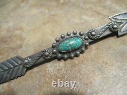 4 VERY OLD NAVAJO INDIAN HANDMADE 900 Coin Silver Turquoise ARROW Pin