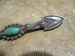 4 VERY OLD NAVAJO INDIAN HANDMADE 900 Coin Silver Turquoise ARROW Pin