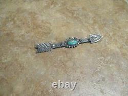 4 VERY OLD NAVAJO INDIAN HANDMADE 900 Coin Silver Turquoise ARROW Pin
