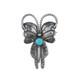 40's-50's Navajo Stamped Silver Butterfly Pin With Turquoise