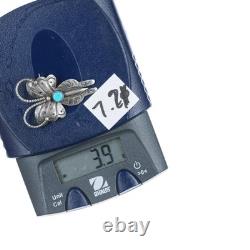 40's-50's Navajo stamped silver butterfly pin with turquoise