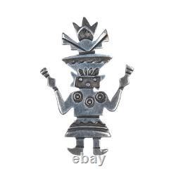 40's-50's Navajo stamped sterling silver kachina pin