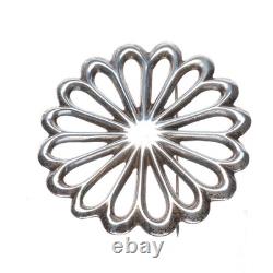 40's-50's large Navajo cast sterling silver pin