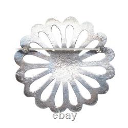 40's-50's large Navajo cast sterling silver pin