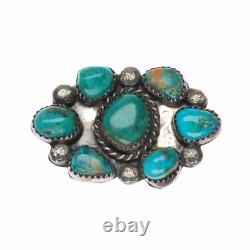 50's-60's Vintage Navajo sterling silver turquoise cluster pin/brooch