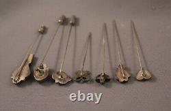 7 Rare Old Pawn Silver Navajo And Zuni Hat Pins