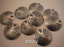 9 Vintage NATIVE AMERICAN Sterling Silver MAN IN THE MAZE Belt CONCHOS Handmade