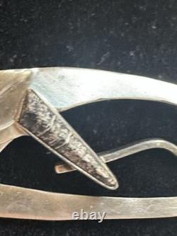 925 Ster. Silver Artisan Native American 3.25pin Brooch 17g Lapis Turquoise Agat