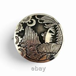 925 Sterling Silver Native American Brooch 22.8g
