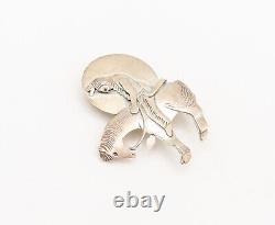 925 Sterling Silver Vintage Brooch Pin NAVAJO Etched Sad Man On Horse BP10589