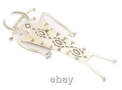 925 Sterling Silver Vintage Brooch Pin NAVAJO Solid Carved Alien Man BP10904