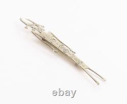 925 Sterling Silver Vintage Brooch Pin NAVAJO Solid Carved Alien Man BP10904