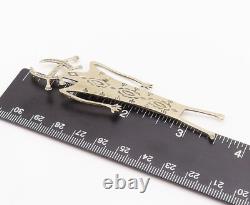 925 Sterling Silver Vintage Brooch Pin NAVAJO Solid Carved Alien Man BP10904