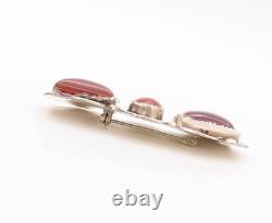 925 Sterling Silver Vintage Brooch Pin OTERO NAVAJO Carnelian Cutout BP11166