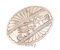 925 Sterling Silver Vintage Brooch Pin WYLIE NAVAJO Carved Sleeping Man BP10807