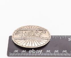 925 Sterling Silver Vintage Brooch Pin WYLIE NAVAJO Carved Sleeping Man BP10807