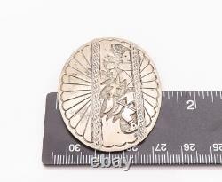 925 Sterling Silver Vintage Brooch Pin WYLIE NAVAJO Carved Sleeping Man BP10807