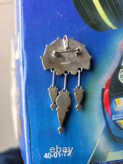 925 Zuni MOP Coral Turquoise Multi-Stone Inlay Pendant or Pin R. L. Hallmark