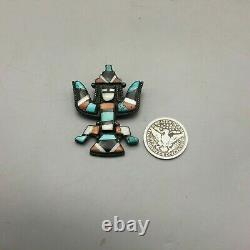 A Beautiful Vintage Zuni Inlay Pin or Brooch With A Knifewing Design