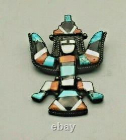 A Beautiful Vintage Zuni Inlay Pin or Brooch With A Knifewing Design