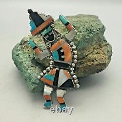 A Stunning, Larger Size, Zuni Inlay Rainbow Man Pin or Brooch